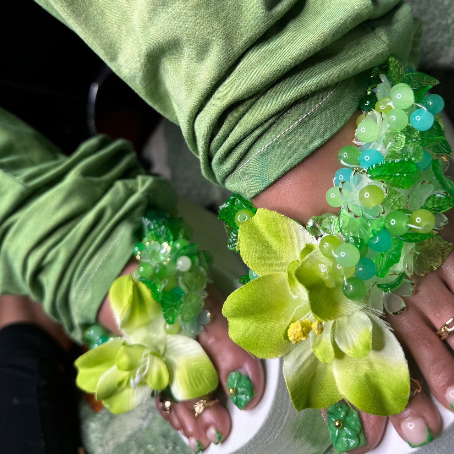 “ Green Oasis ” Beaded Wedge’s
