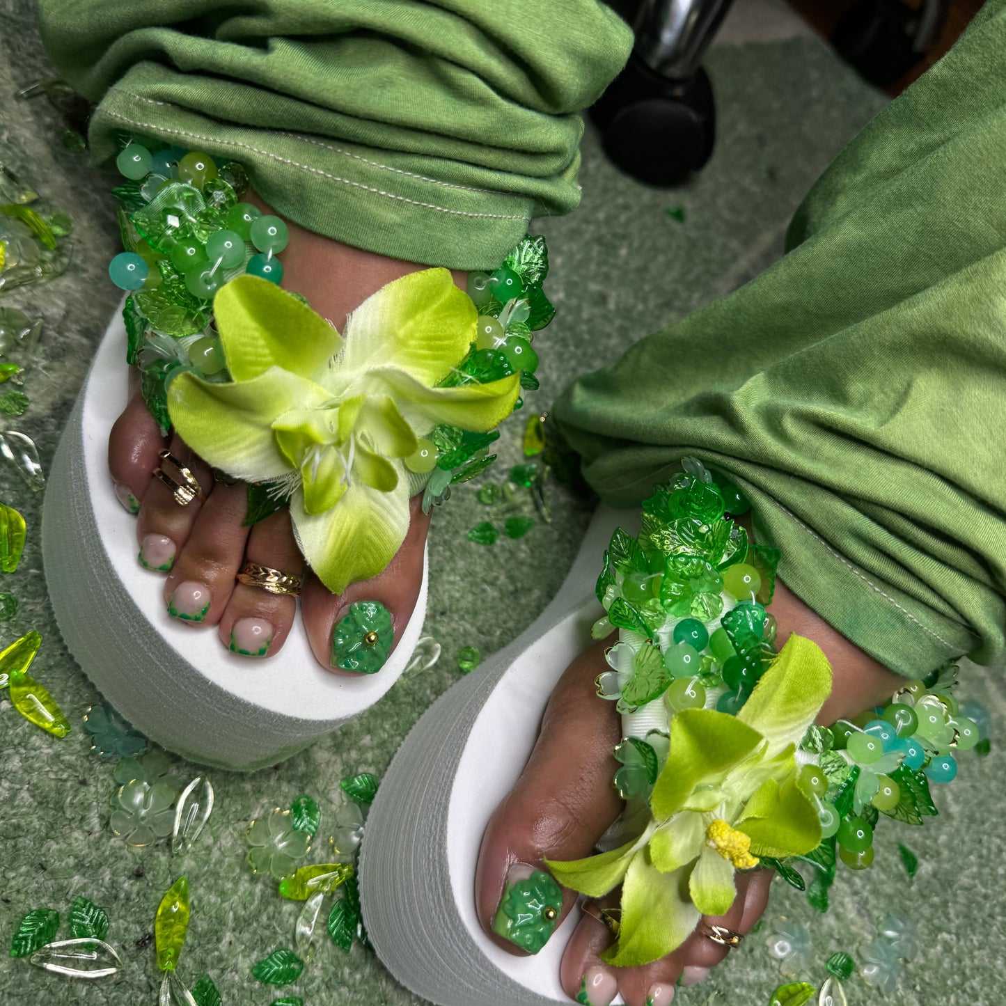 “ Green Oasis ” Beaded Wedge’s