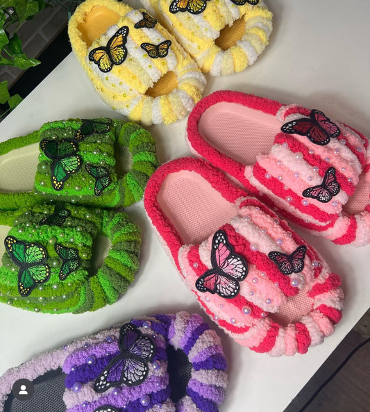 Butterflies & Pearls Cozy Slides
